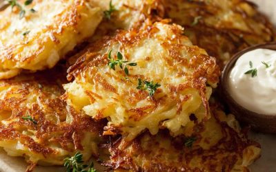 Chrupiące rösti ziemniaczane z tymiankiem i crème fraîche