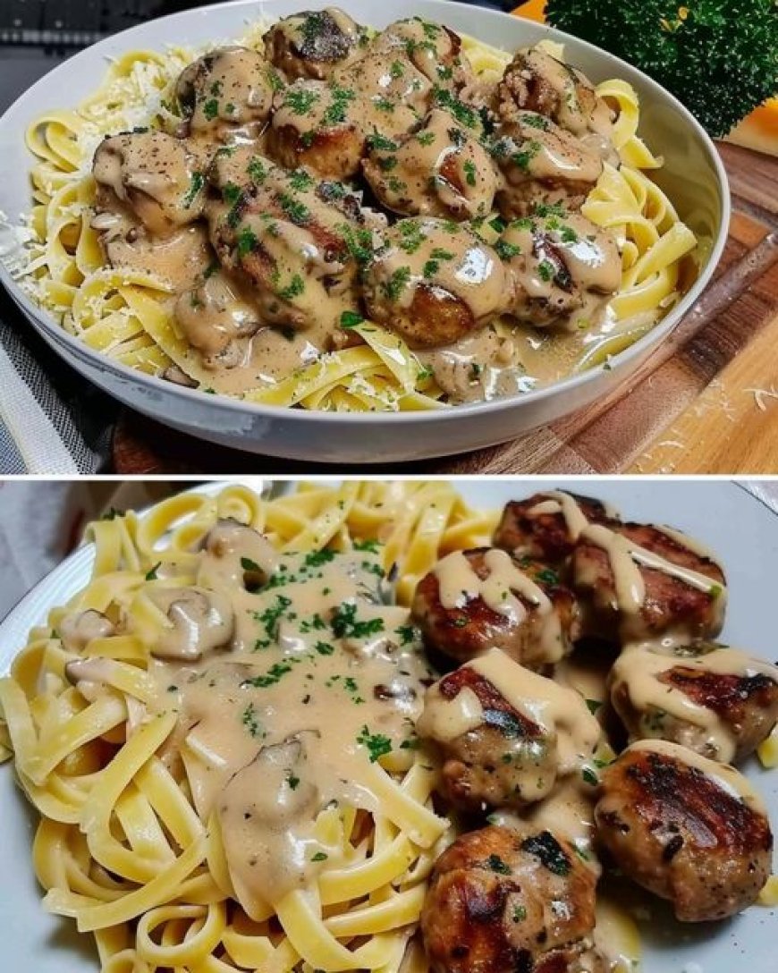 Kremowy tagliatelle z sosem grzybowym i soczystymi klopsikami: uczta na każdy dzień